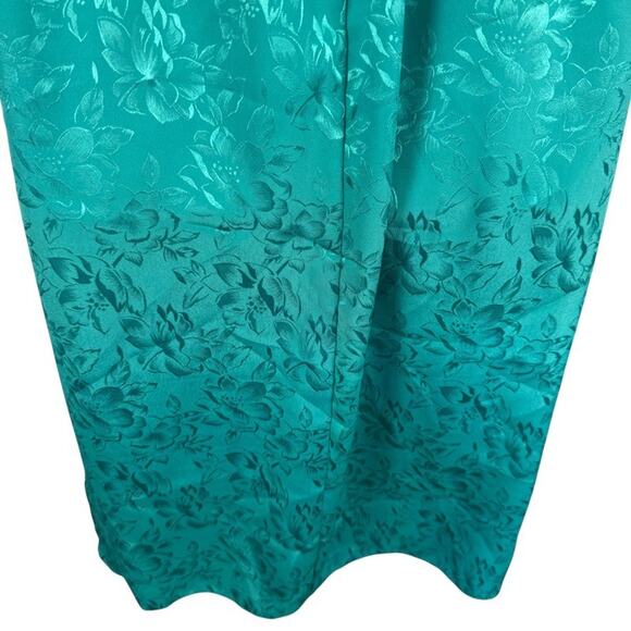 Act I Vintage Floral Satin Print Short Sleeve Blouson USA Made Green Dress sz 4 - Picture 11 of 16